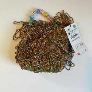 ZARA purse handbag small. Beaded with small bead handle.